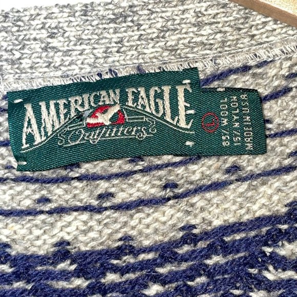 Vintage American Eagle Outfitters Cardigan Nordic Design Men’s Size L Wool Nylon - Picture 2 of 15